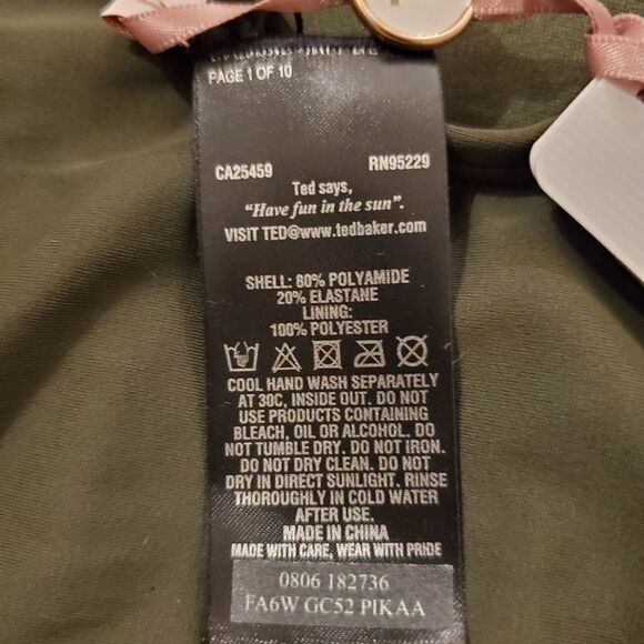 Ted Baker Pikaa Halter Swimsuit Khaki (Olive)- NEW - Picture 14 of 15